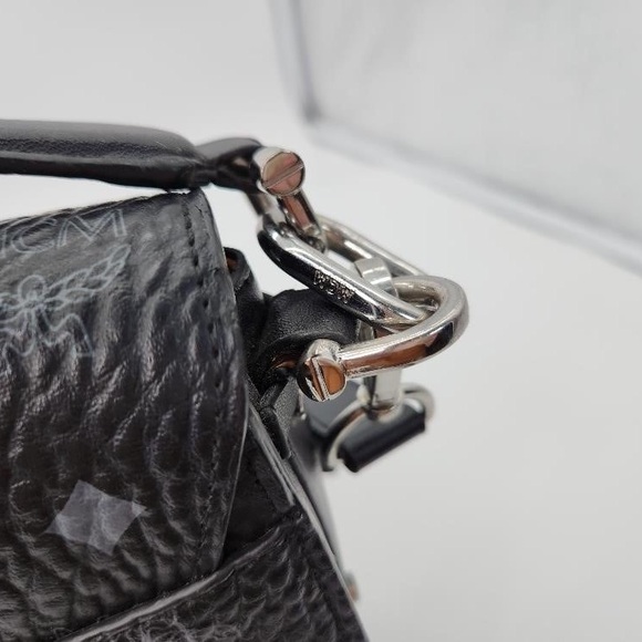 MCM Patricia Visteos mini Black Leather Shoulder Bag with Silver Accents - Picture 7 of 8